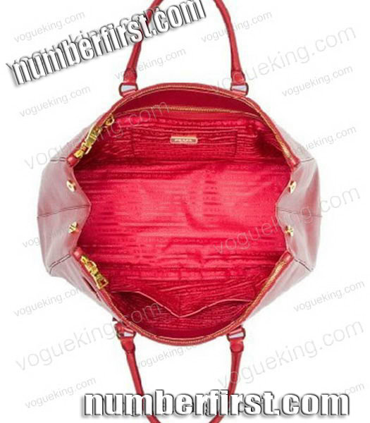Prada Large Saffiano Red Calfskin Leather Tote Handbag-3