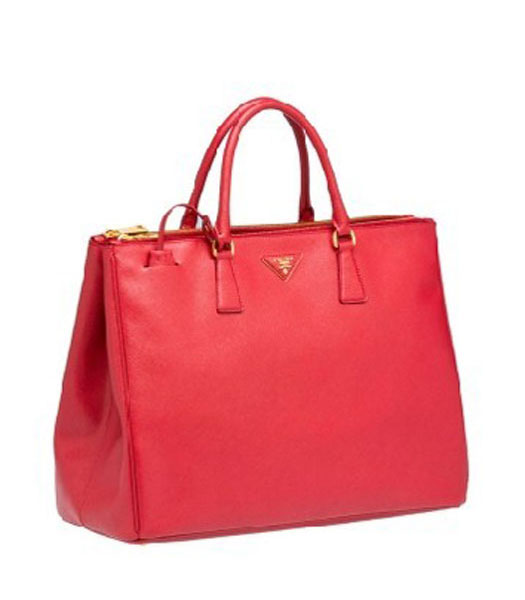 Prada Large Saffiano Red Calfskin Leather Tote Handbag
