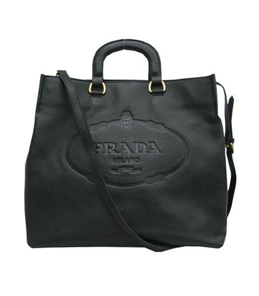 Prada Large Shopper Bag Black Calfskin Leather