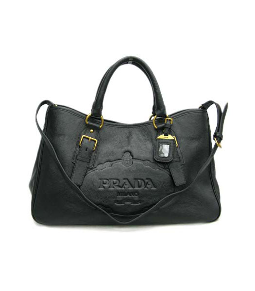 Prada Large Tote Bag Black Leather_BR4089