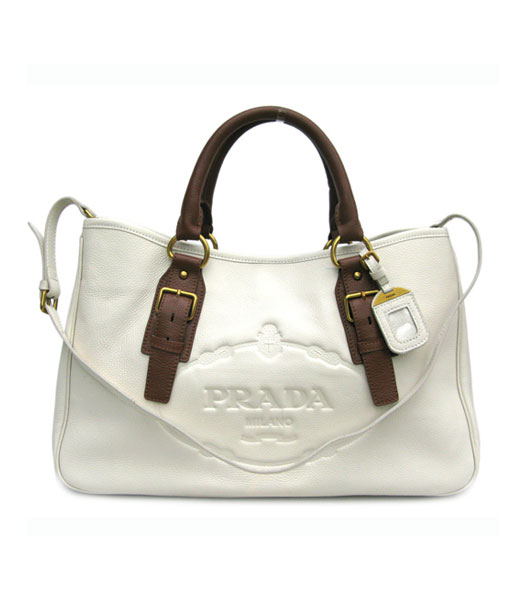 Prada Large Tote Bag Offwhite_Coffee Leather_BR4089