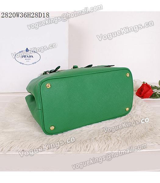 Prada Latest Green Leather Cross Veins Tote Bag-3