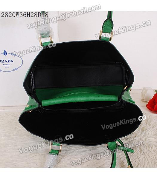 Prada Latest Green Leather Cross Veins Tote Bag-4