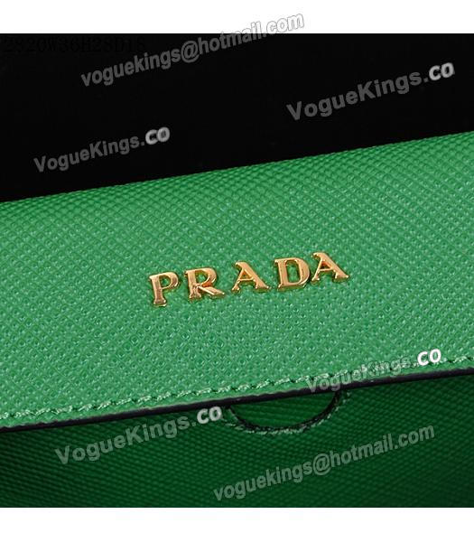 Prada Latest Green Leather Cross Veins Tote Bag-5