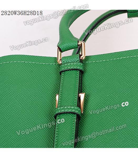 Prada Latest Green Leather Cross Veins Tote Bag-6