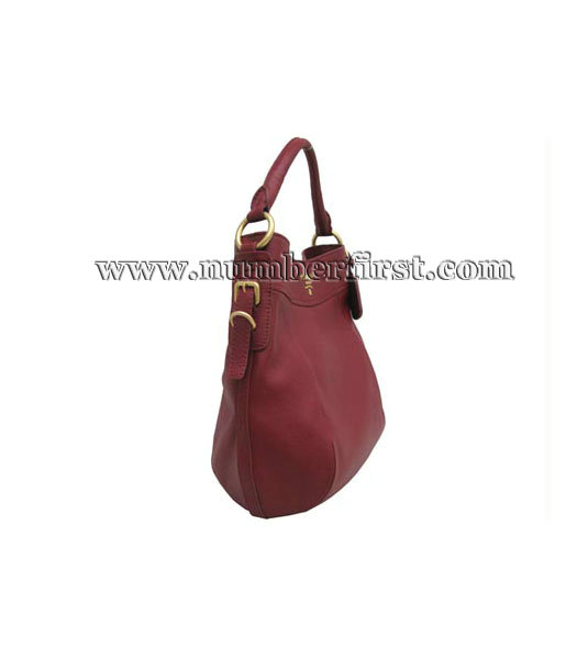 Prada Leather Shoulder Bag Red-2