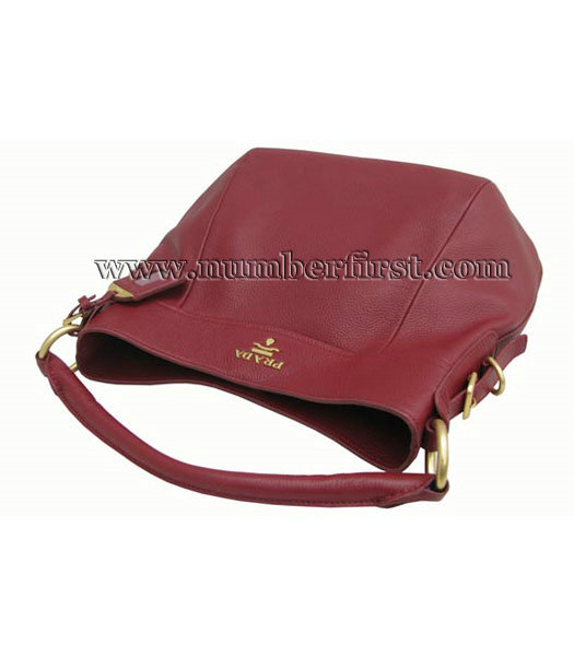 Prada Leather Shoulder Bag Red-3