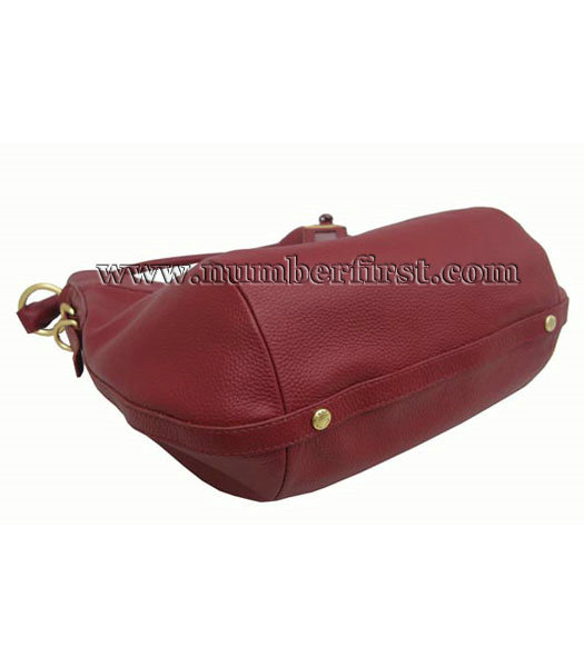 Prada Leather Shoulder Bag Red-4