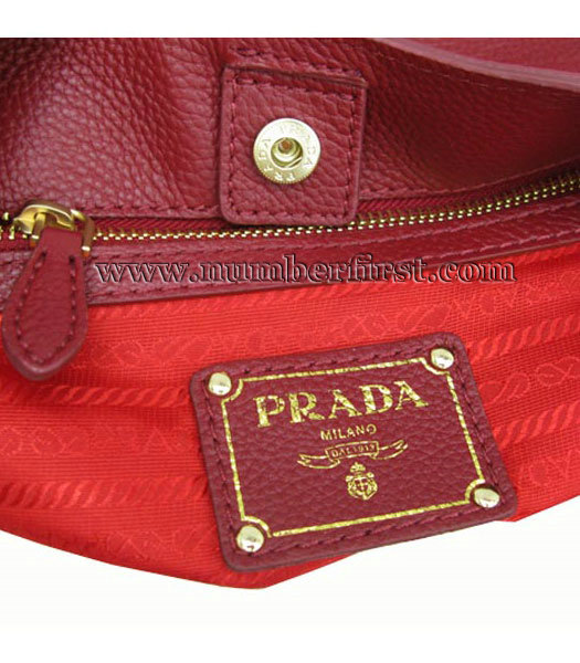 Prada Leather Shoulder Bag Red-6