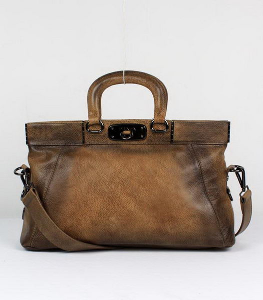 Prada Leather Tote Bag Khaki