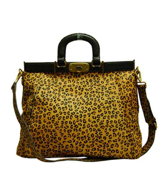 Prada Leopard Grain Leather Tote Bag 