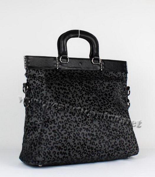 Prada Leopard Pattern Horsehair Tote Bag Dark Grey-1