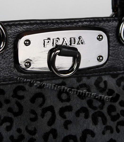 Prada Leopard Pattern Horsehair Tote Bag Dark Grey-4
