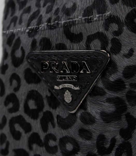 Prada Leopard Pattern Horsehair Tote Bag Dark Grey-6