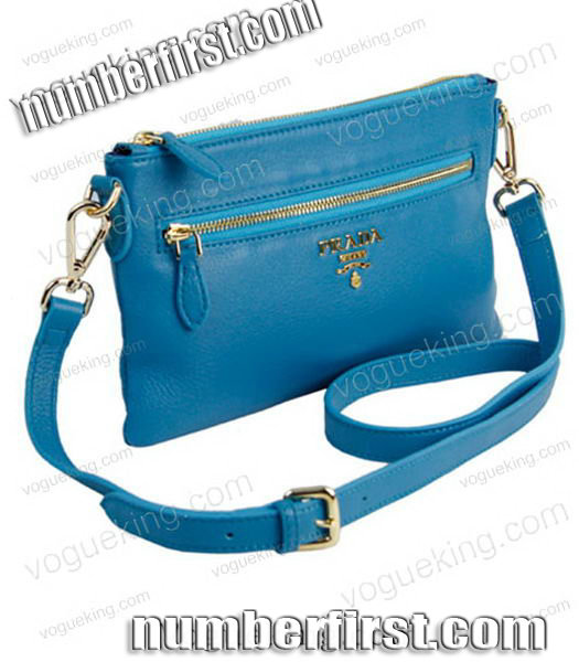 Prada Light Blue Leather Messenger Bag-2