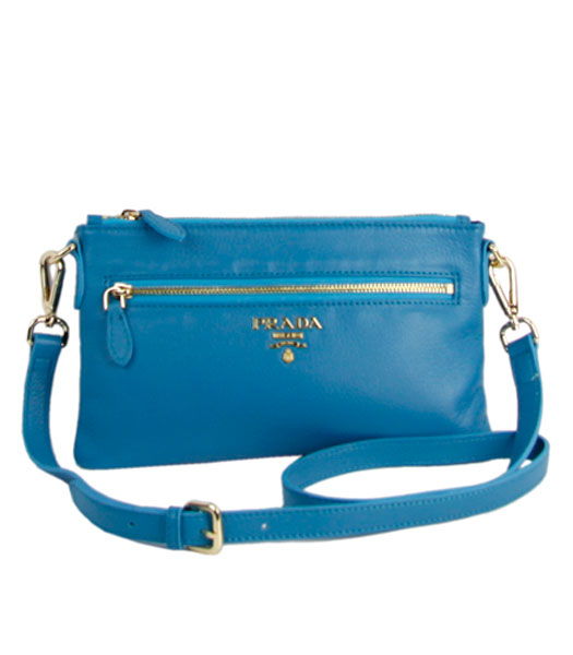 Prada Light Blue Leather Messenger Bag