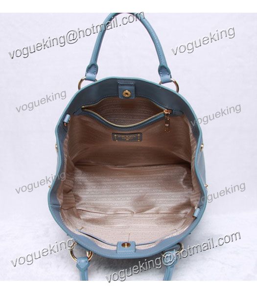 Prada Light Blue Leather Shopping Tote Bag-4