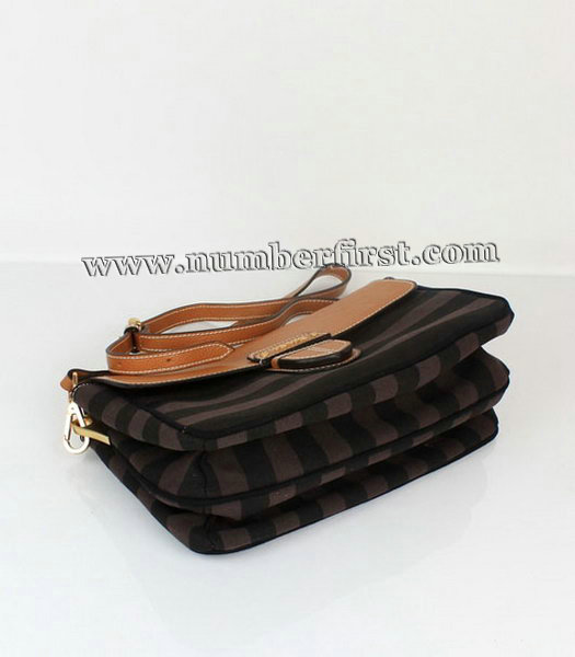 Prada Light Coffee Leather with Coffee Fabric Tote Bag-4