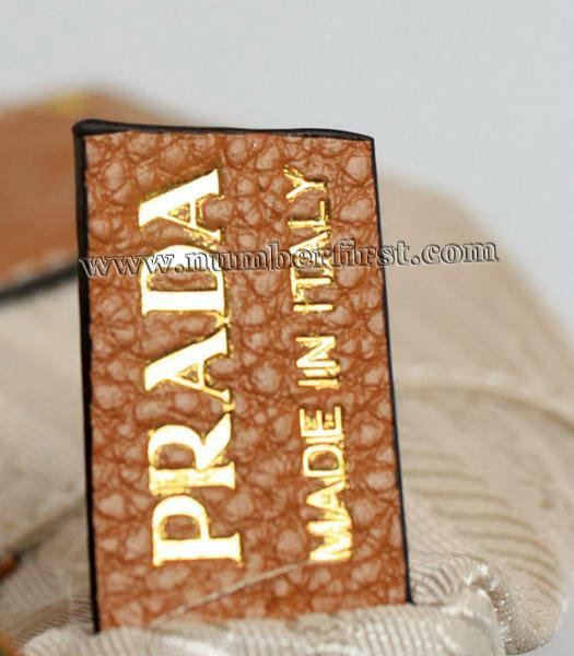 Prada Light Coffee Leather with Coffee Fabric Tote Bag-6
