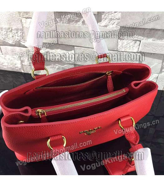 Prada Litchi Veins Calfskin Leather Handle Bag Red-6
