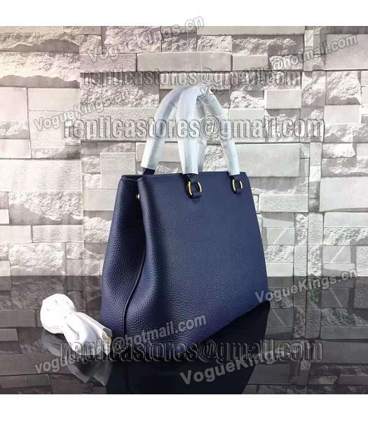 Prada Litchi Veins Calfskin Leather Handle Bag Sapphire Blue-2