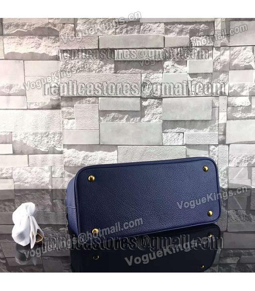Prada Litchi Veins Calfskin Leather Handle Bag Sapphire Blue-3