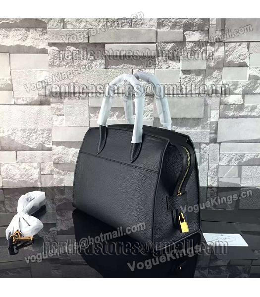 Prada Litchi Veins Calfskin Leather Tote Bag Black-2