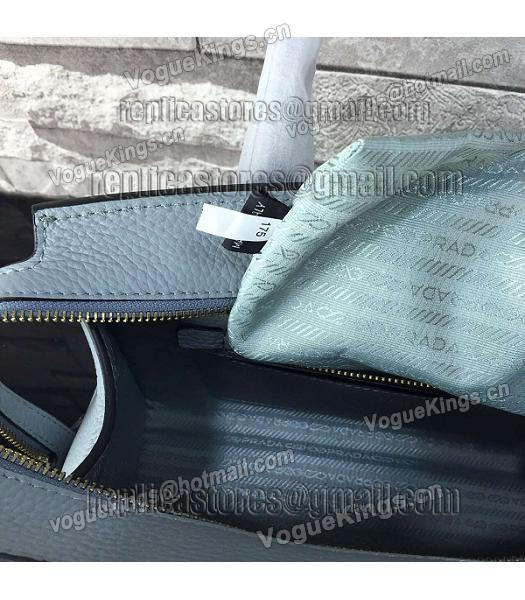 Prada Litchi Veins Calfskin Leather Tote Bag Blue-6