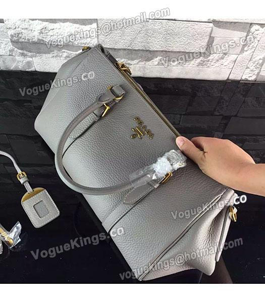 Prada Litchi Veins Calfskin Leather Tote Bag BN2966 Grey-3