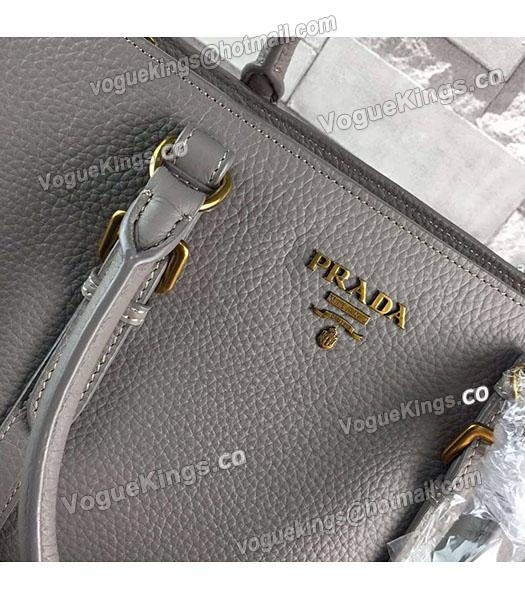 Prada Litchi Veins Calfskin Leather Tote Bag BN2966 Grey-5