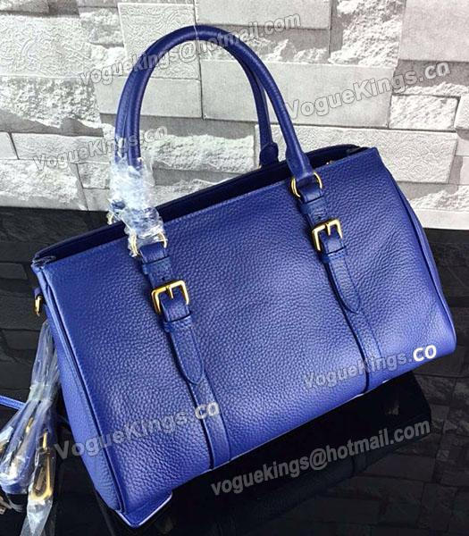 Prada Litchi Veins Calfskin Leather Tote Bag BN2966 Sapphire Blue-1