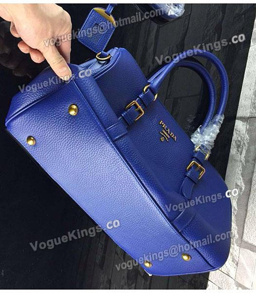 Prada Litchi Veins Calfskin Leather Tote Bag BN2966 Sapphire Blue-3