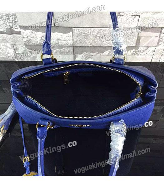 Prada Litchi Veins Calfskin Leather Tote Bag BN2966 Sapphire Blue-4