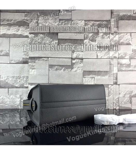 Prada Litchi Veins Calfskin Leather Tote Bag Dark Grey-3
