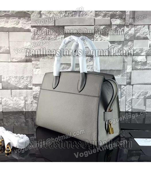 Prada Litchi Veins Calfskin Leather Tote Bag Grey-2
