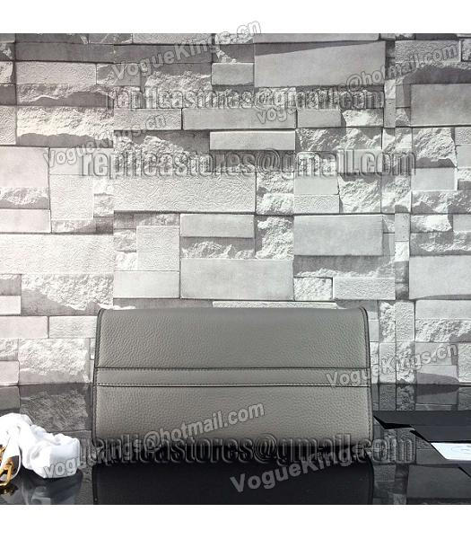 Prada Litchi Veins Calfskin Leather Tote Bag Grey-3