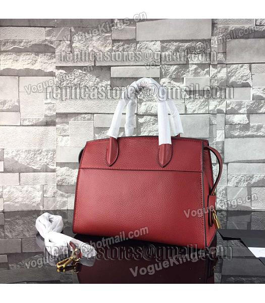 Prada Litchi Veins Calfskin Leather Tote Bag Jujube Red-1