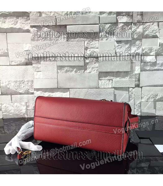 Prada Litchi Veins Calfskin Leather Tote Bag Jujube Red-2