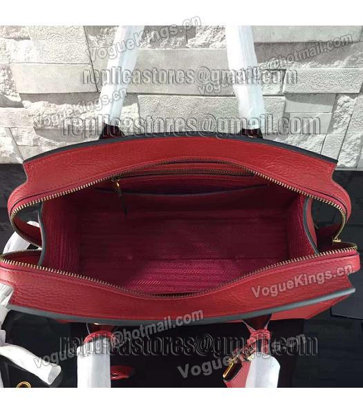 Prada Litchi Veins Calfskin Leather Tote Bag Jujube Red-5