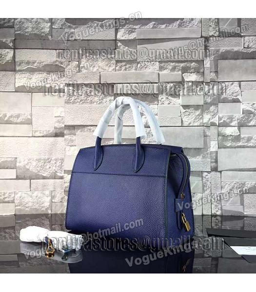 Prada Litchi Veins Calfskin Leather Tote Bag Sapphire Blue-1