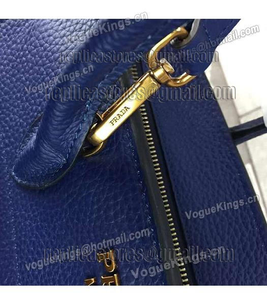 Prada Litchi Veins Calfskin Leather Tote Bag Sapphire Blue-4