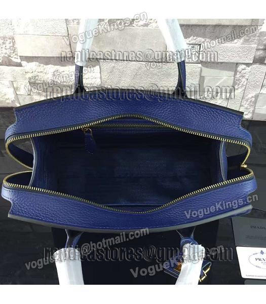 Prada Litchi Veins Calfskin Leather Tote Bag Sapphire Blue-5