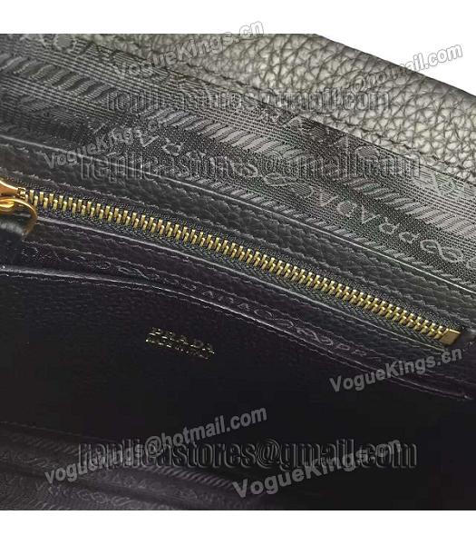 Prada Litchi Veins Calfskin Leather Tote Bag White/Black-7