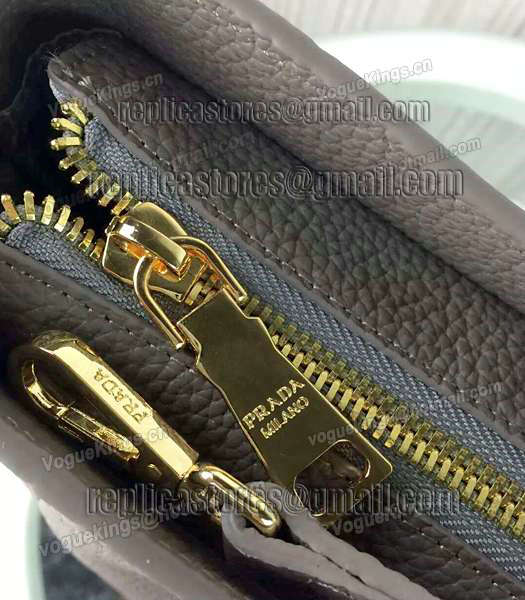 Prada Litchi Veins Cow Leather Handbag BR2969 Grey-5