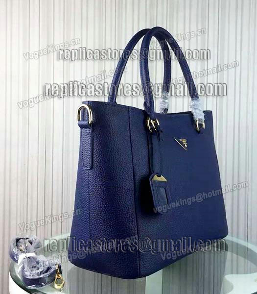 Prada Litchi Veins Cow Leather Handbag BR2969 Sapphire Blue-1