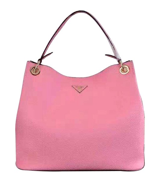 Prada Litchi Veins Cow Leather Tote Bag 5124 In Cherry Pink