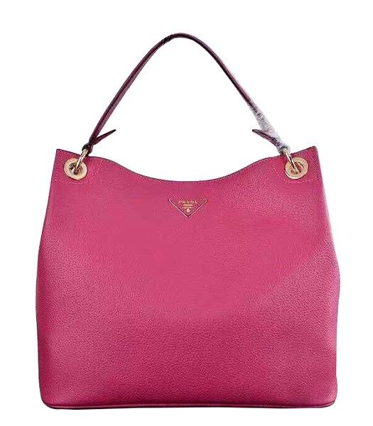 Prada Litchi Veins Cow Leather Tote Bag 5124 In Plum Red