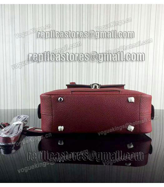 Prada Litchi Veins Cow Leather Tote Bags 1B006 Jujube Red-3