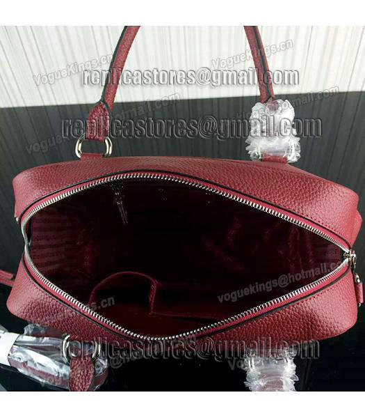 Prada Litchi Veins Cow Leather Tote Bags 1B006 Jujube Red-4