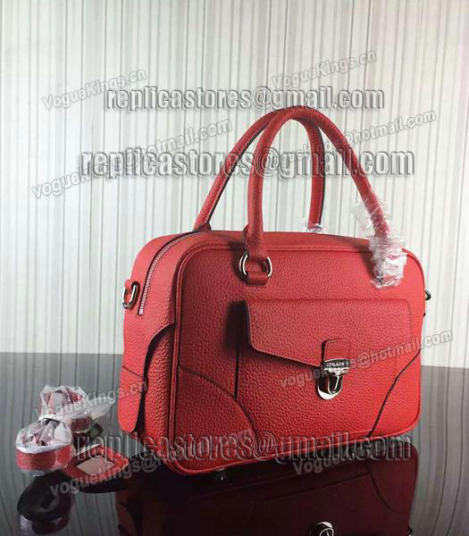 Prada Litchi Veins Cow Leather Tote Bags 1B006 Red-1